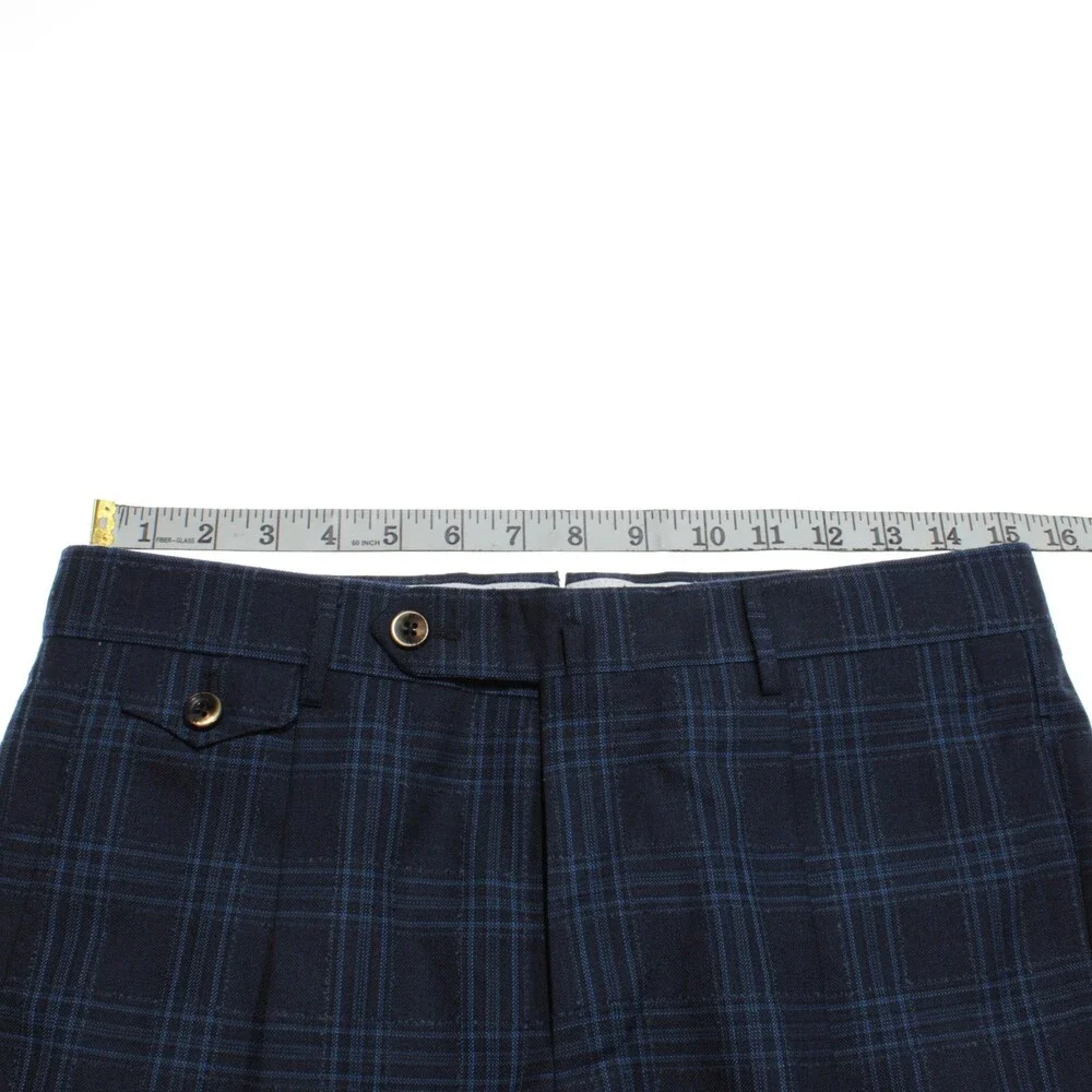 PT Torino NWT Dress Pants Size 46 (30 US) In Blue Plaid 100% Wool Gentleman - Picture 5 of 15